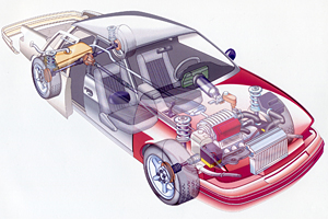 Simplified transparent generic automobile illustration by Jim Grenier dba Renegade Studios