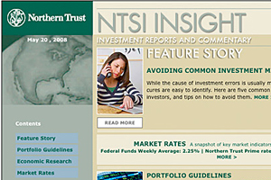 Northern Trust onlne newsletter designed and produced for Diamond Marketing Solutions by Jim Grenier dba Renegade Studios