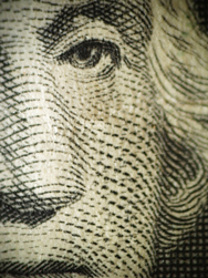 closeup od washington on dollar bill